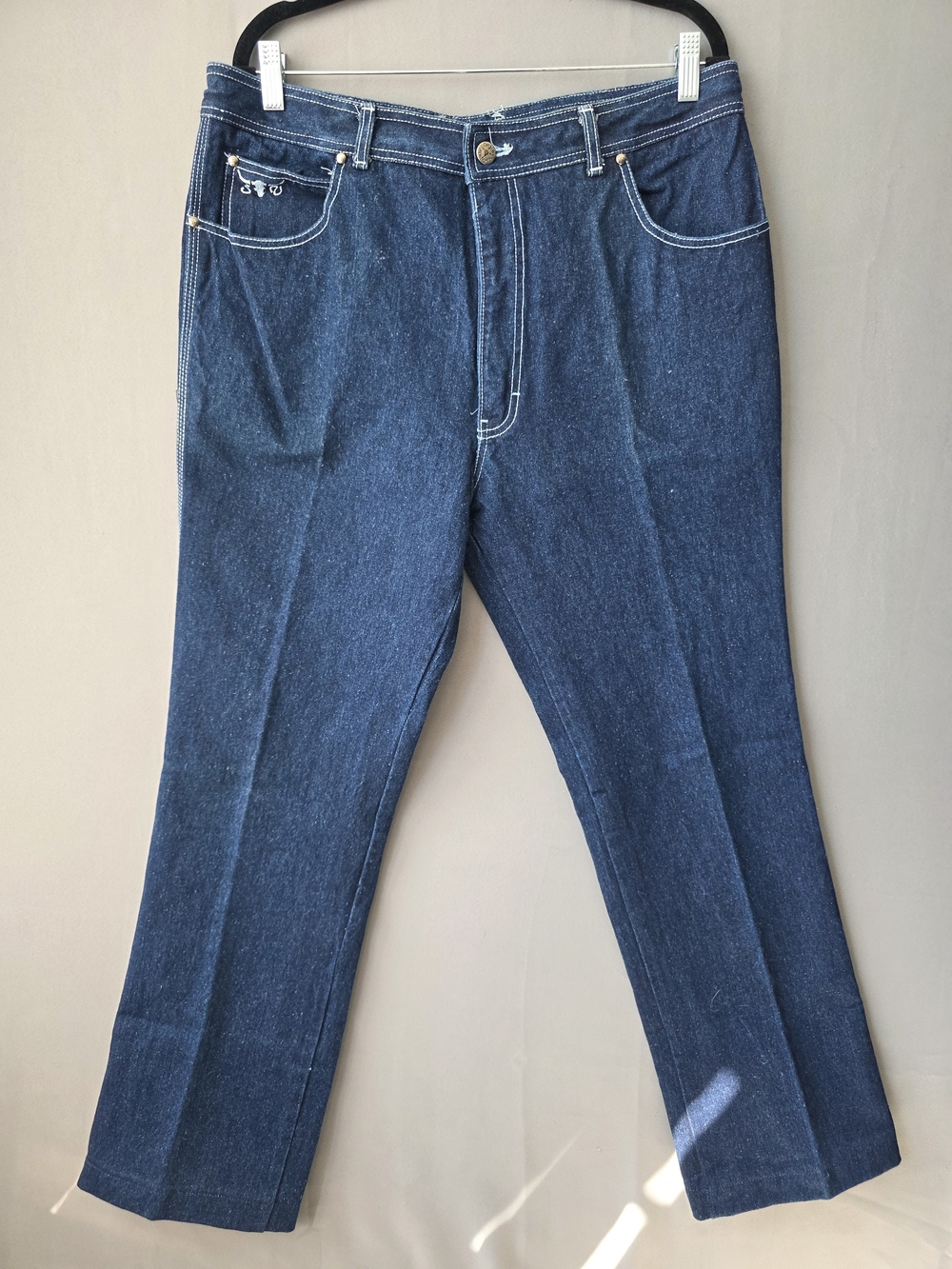 Vintage Sergio Valente Jeans 38x36 Made Hong Kong Dark Wash Embroidered Denim